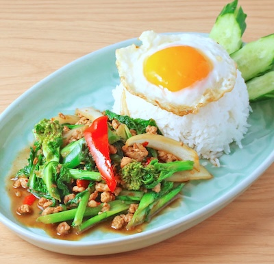 菜の花と豚ひき肉のガパオライス