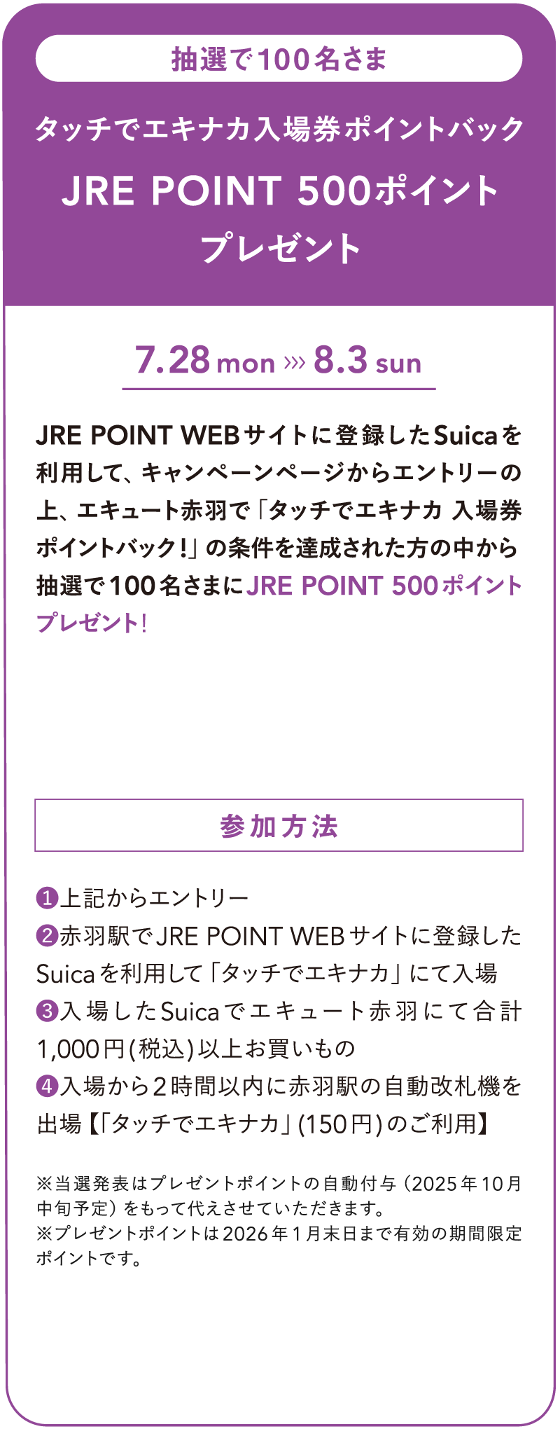 JRE POINT500ポイントプレゼント