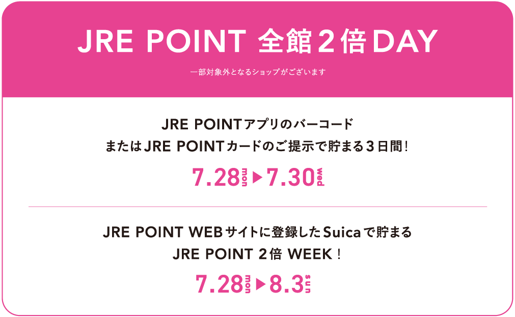 JRE POINT 全館2倍DAY