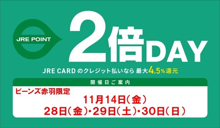 11月度 JRE POINT2倍DAYスケジュール