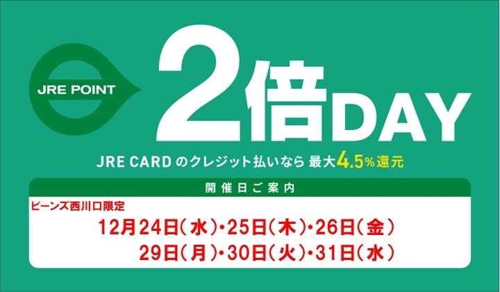 12月度JRE POINT２倍DAYスケジュール