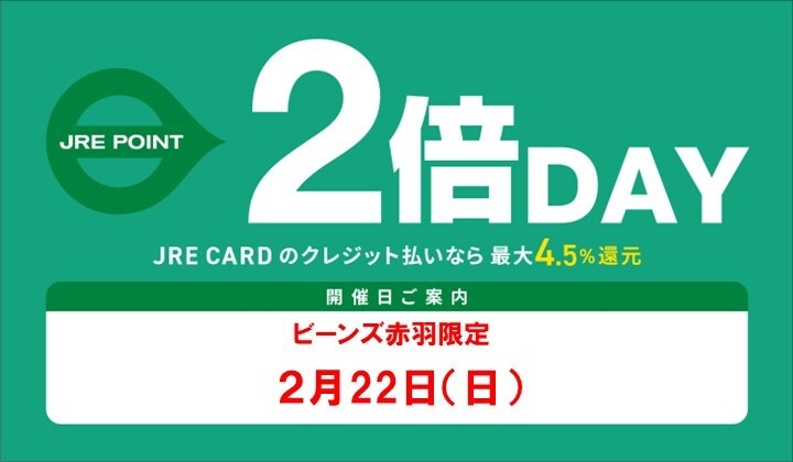 ２月度 JRE POINT２倍DAYスケジュール