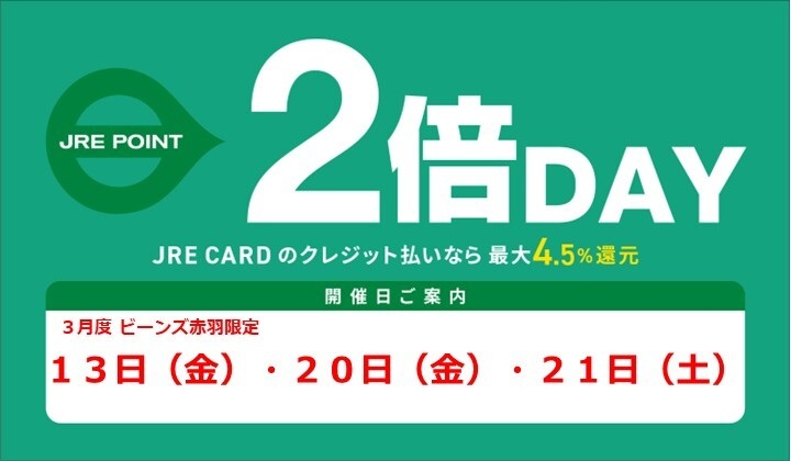 ３月度JRE POINT２倍DAYスケジュール