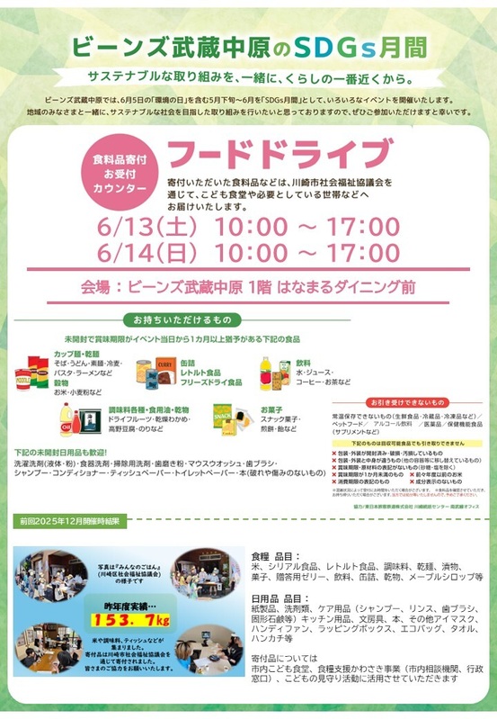 フードドライブ開催!お家に眠っている食品、日用品はございませんか?